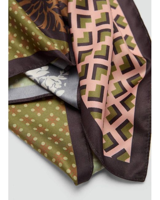 Mango Green Printed Satin Scarf