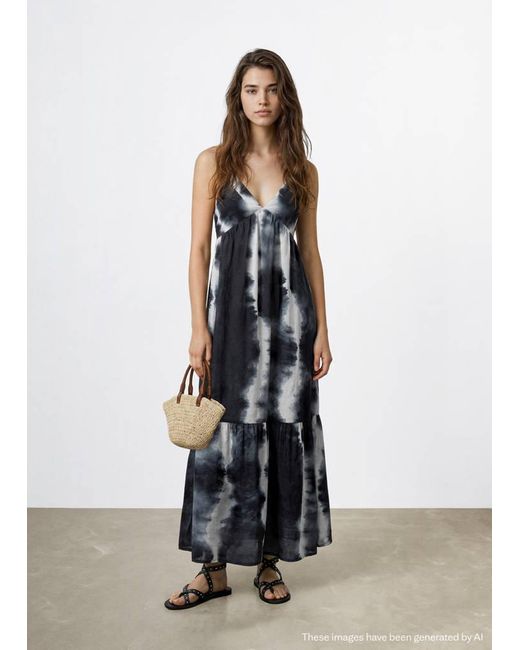 MANGO TEEN White Long Tie-Dye Dress