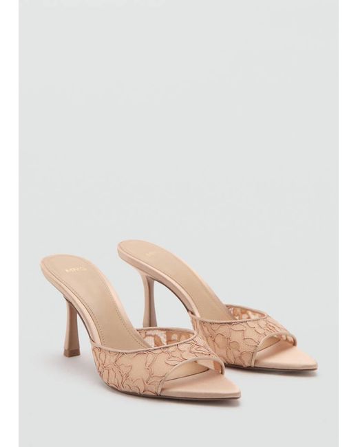 Mango Pink Lace Heeled Sandals