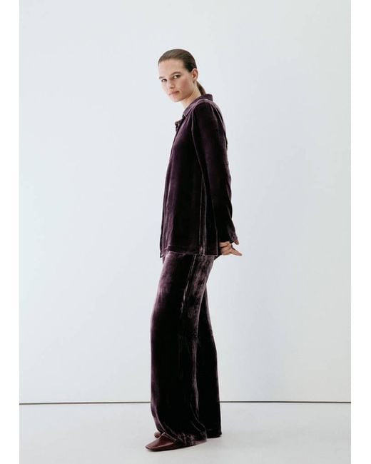 Mango Purple Silk Blend Pyjama Bottoms