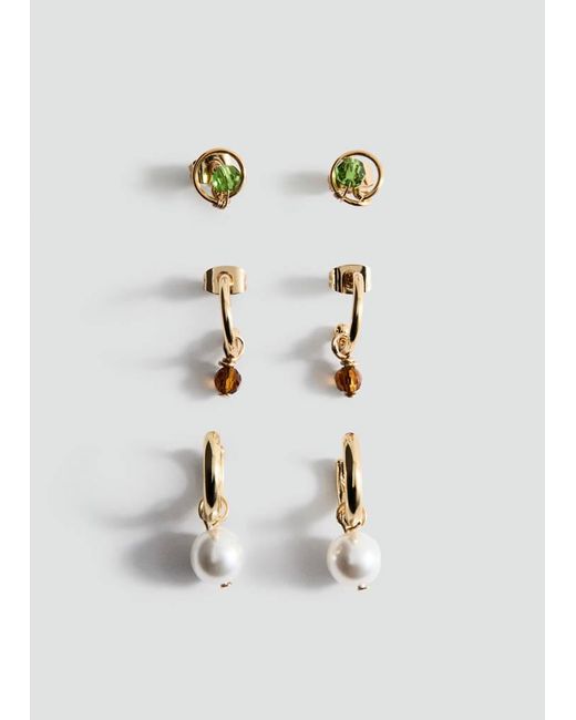 Mango White Combined Earring Set