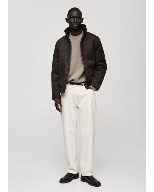 Mango Brown Reversible Sheepskin Jacket for men