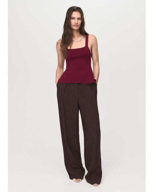 Mango Red A-Line Knitted Top