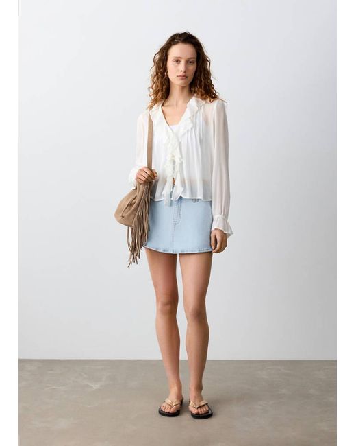 MANGO TEEN White Denim Short Skirt