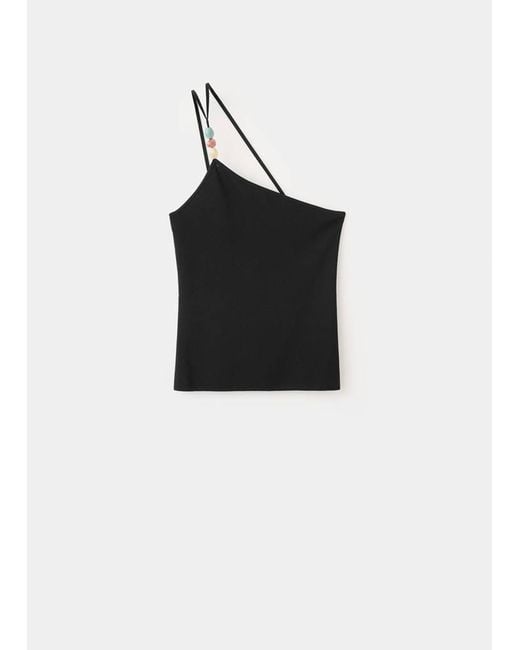 Mango Black Knit Asymmetric Top