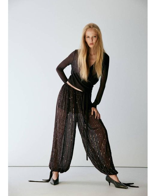Mango White Sequinned Harem Pants