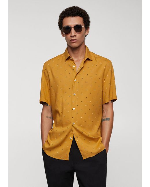 Mango Natural Mirco-print Short Sleeve Shirt for men