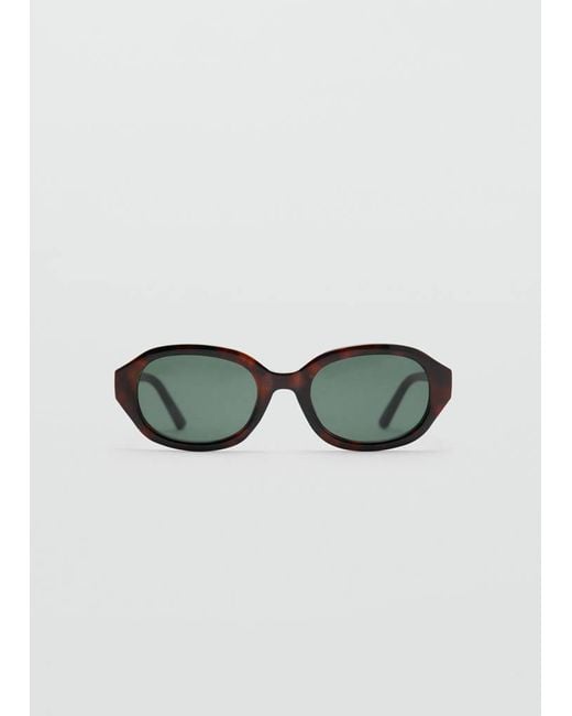 Mango Brown Rectangular-Frame Sunglasses