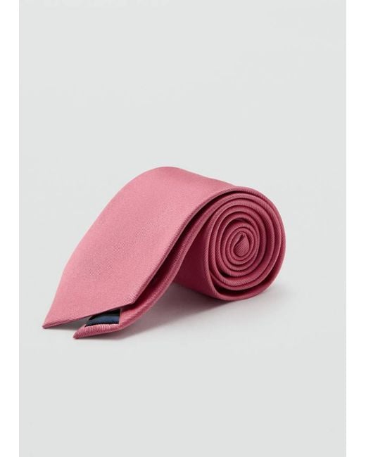 Mango Einfarbige Seidenkrawatte in Pink für Herren