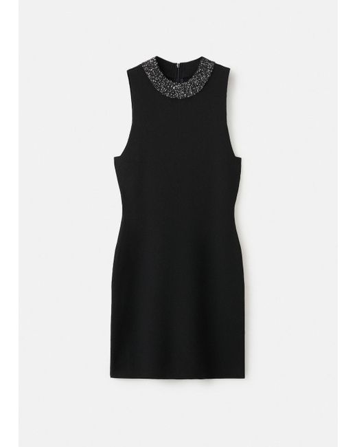 Mango Knitted Dress With Sequin Collar in Black | Lyst