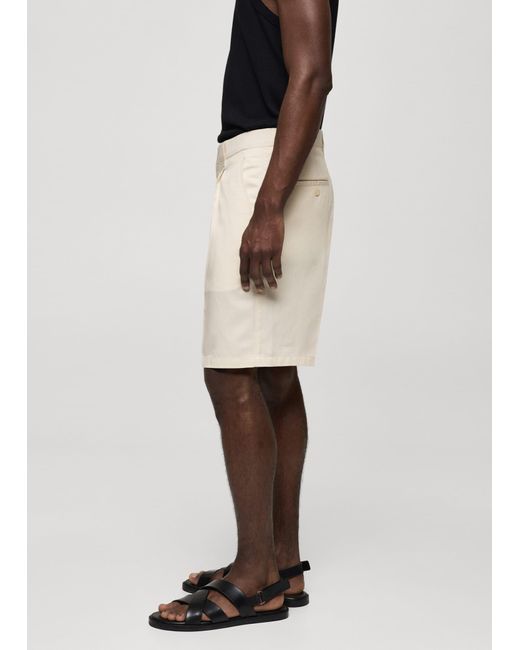 Mango Natural Linen-blend Bermuda Shorts With Pleats for men