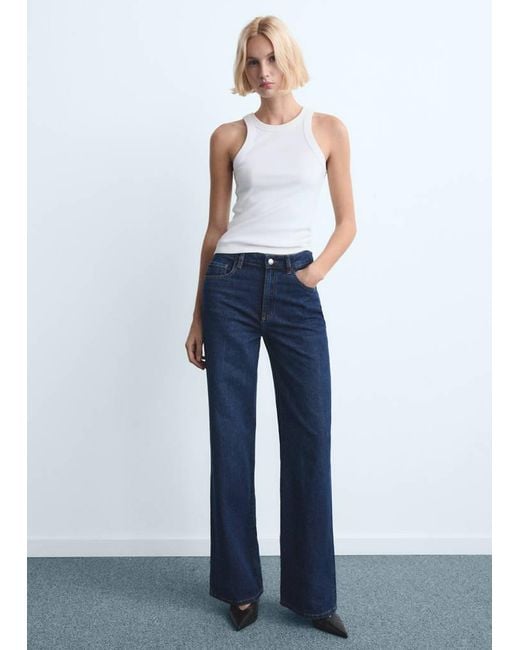 Mango Blue Danila High-Waisted Wide Leg Jeans