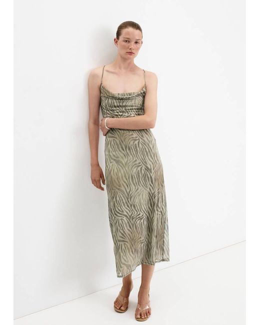 Mango Multicolor Draped Zebra Print Dress