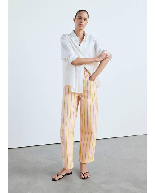 Mango Natural Balloon Striped Jeans