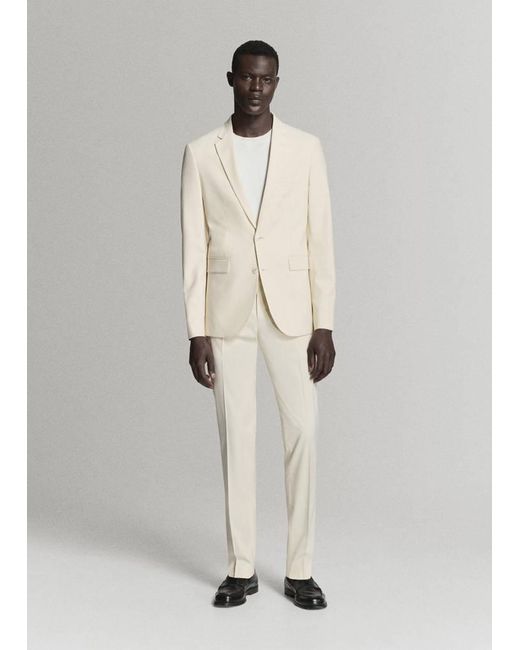 Mango White Stretch Fabric Super Slim-Fit Suit Trousers for men