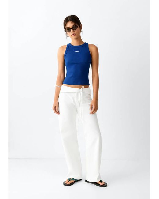 MANGO TEEN White Low-Rise Tie Jeans
