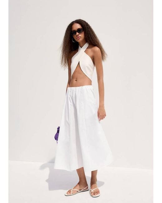 Mango Natural Flared Cotton Skirt