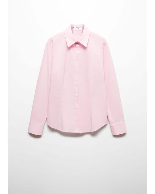 Mango Pink Fitted Cotton Shirt
