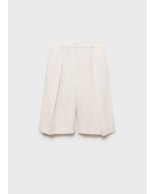 Mango Natural Striped Linen-Blend Bermuda Shorts