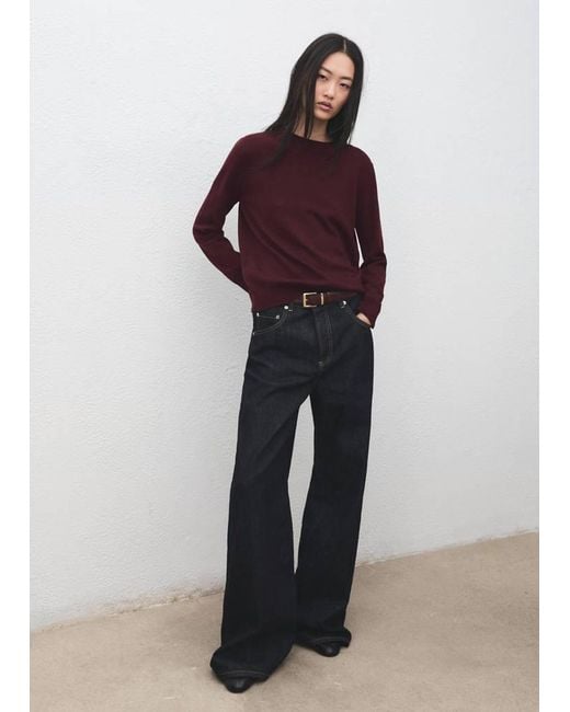Mango Purple Round-Neck Knitted Sweater