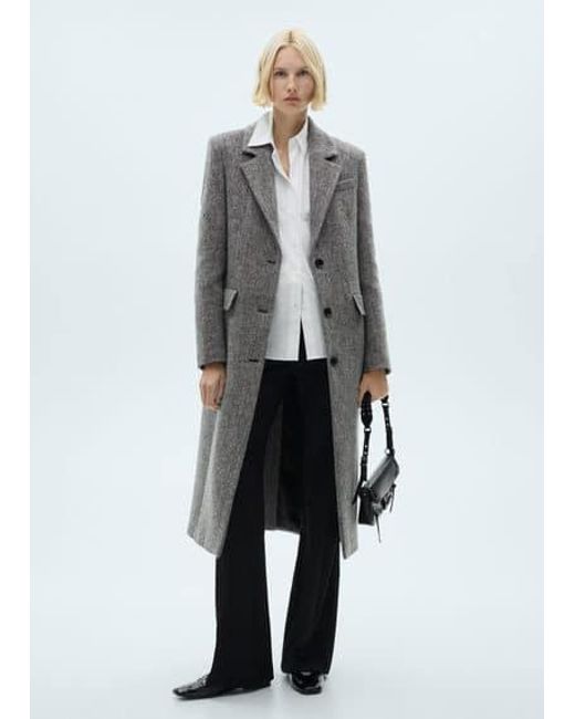 Mango Gray Flecked Wool-Blend Coat