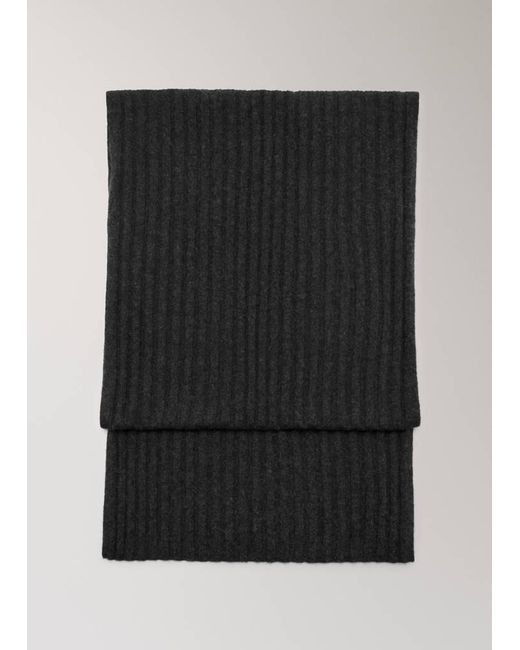 Mango Black Ribbed Cashmere Scarf