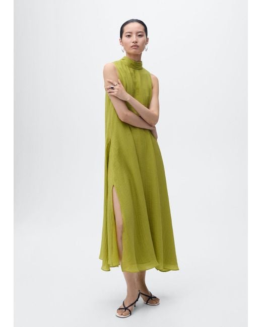 Mango Green Halter-Neck Lyocell Dress