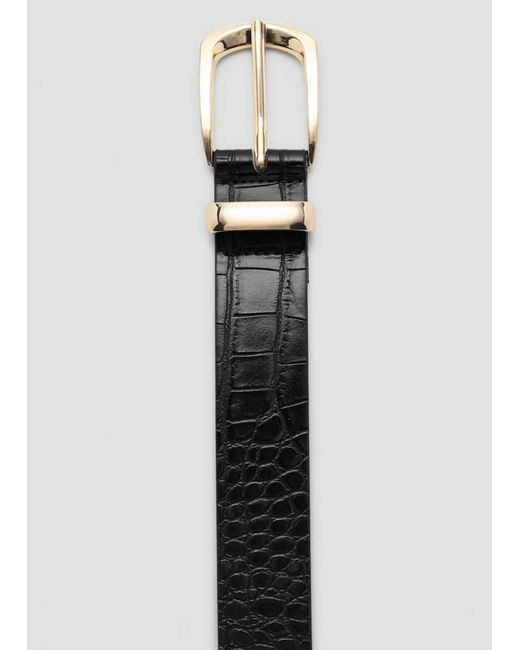 Mango White Croco Faux-Leather Belt