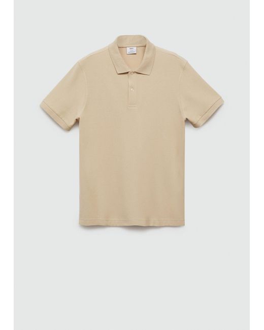 Mango Natural 100% Cotton Pique Polo Shirt for men