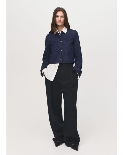 Giubbotto Denim Crop Blu di Mango in Blue