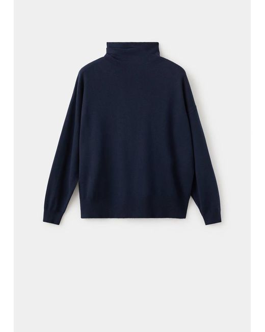 Mango Blue Draped Turtleneck Sweater