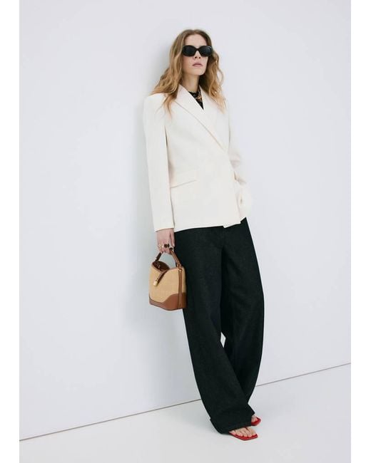 Mango White High-Rise Balloon Jeans