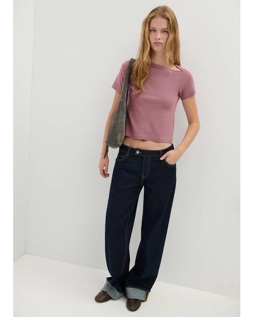 MANGO TEEN Pink T-Shirt With Stud Detailing