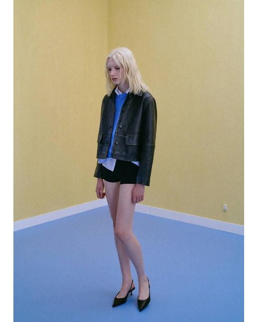 Mango Blue Worn-Effect Heeled Shoe