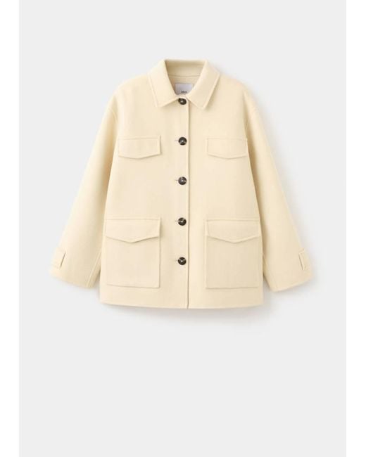 Mango Natural Wool Jacket With Pockets