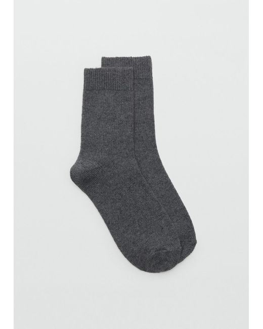 Mango Black Wool-Blend Socks