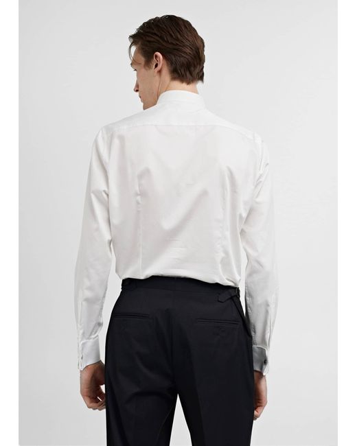 Mango White Slim-fit Tuxedo Shirt for men
