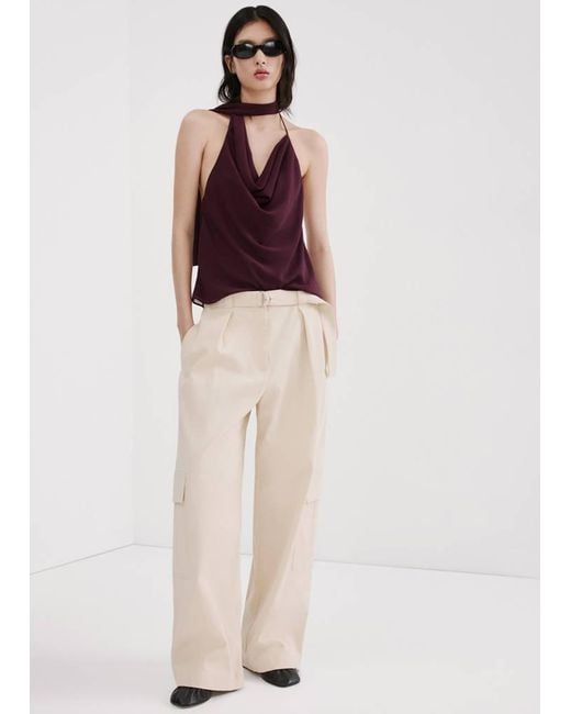 Mango Multicolor Draped Neck Scarf Top