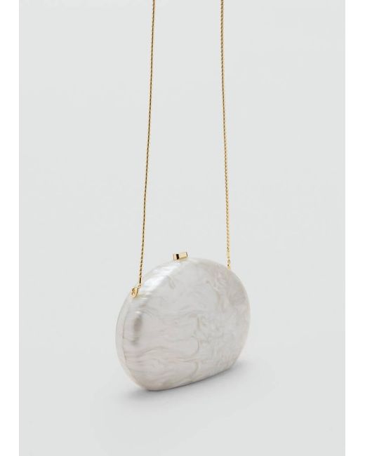 Mango White Oval Clutch Bag