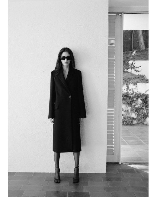 Mango Gray Long Structured Wool Coat