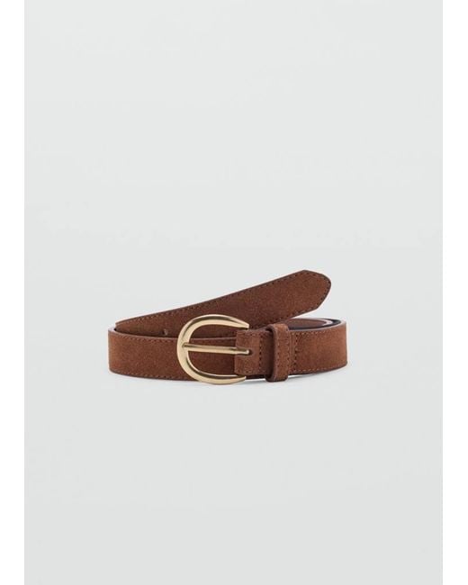 Mango White Suede Leather Belt