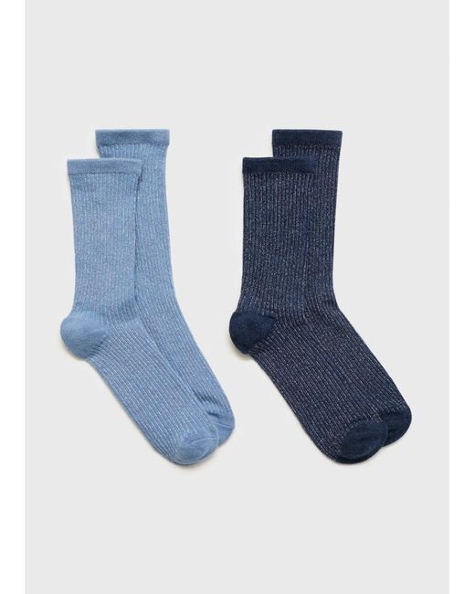 MANGO TEEN Blue 2 Pack Lurex Socks