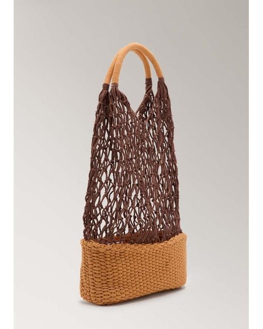 Mango Brown Cotton Shoulder Bag