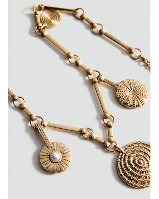 Collier Perles Combinées Or Mango en coloris Metallic