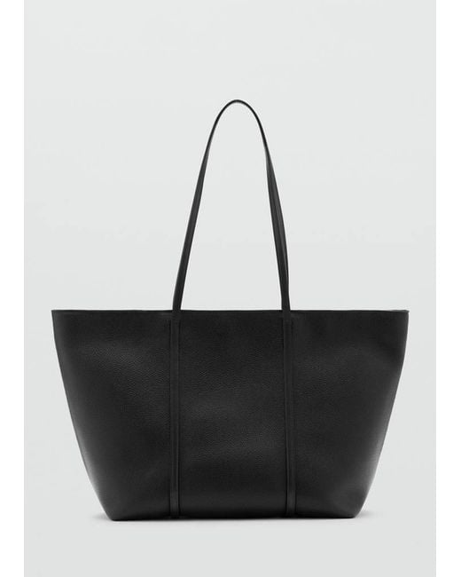 Mango Black Shopper Bag With Double Handle
