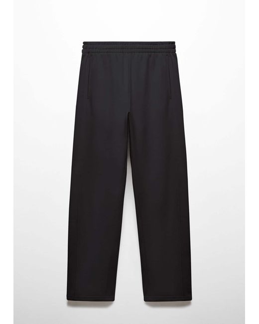 Mango Black Cotton jogger-style Trousers