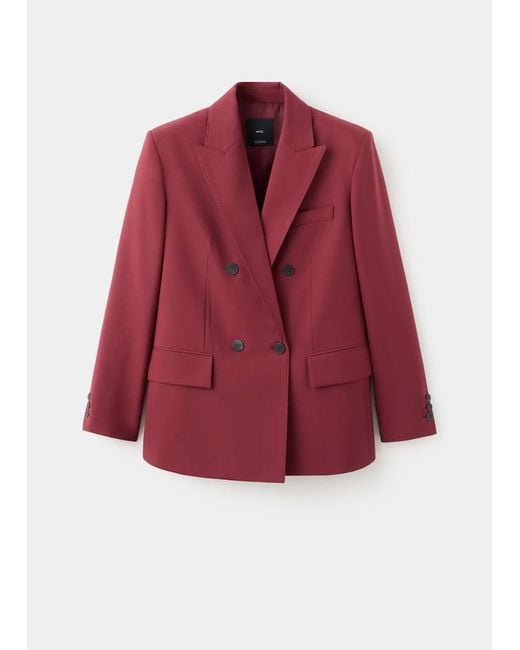Mango Red Double-Breasted Suit Jacket