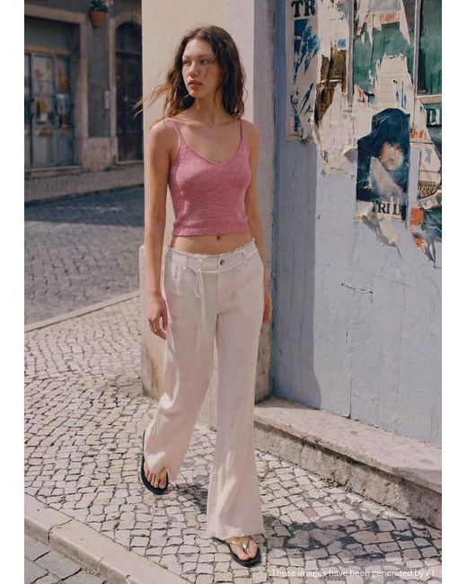 MANGO TEEN Gray Thin Knit Top With Straps