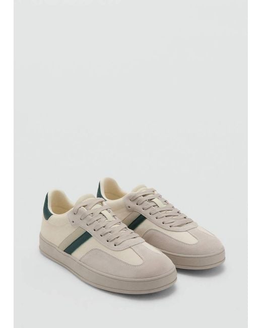 MANGO TEEN White Combined Suede Leather Trainers for men