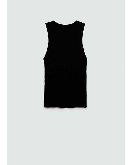 Mango Black Ribbed Knit Top